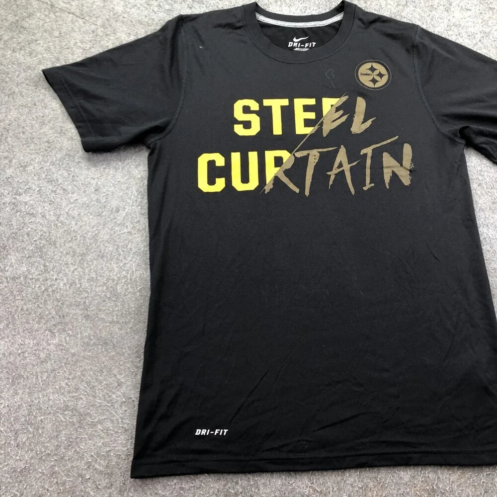 Pittsburgh Steelers Shirt Mens Small Black NFL Nike Dri Fit Steel Curtain
